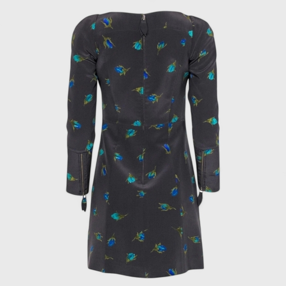 Runway REBECCA TAYLOR Silk Floral Puff Zipper Cuff Sheath Graphic Mini Dress 2 - Picture 4 of 11